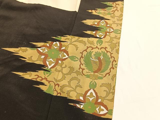 平和屋着物■豪華黒留袖 刺繍 飛鶴飾花文 金彩 正絹 逸品 BAAW4637hv
