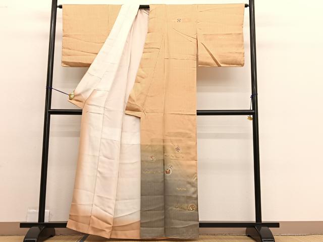 平和屋着物■訪問着 刺繍 松梅丸文 暈し染め 金彩 正絹 逸品 BAAW4644hv