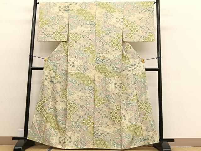 平和屋着物■上質な小紋 切嵌花文 正絹 逸品 BAAW4643hv