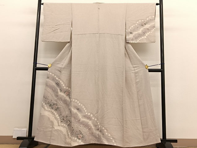 平和屋着物■訪問着 手描き 絞り 舞蝶花唐草文 暈し染め 正絹 逸品 BAAW4571hv