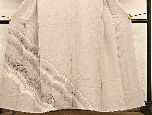 平和屋着物■訪問着 手描き 絞り 舞蝶花唐草文 暈し染め 正絹 逸品 BAAW4571hv