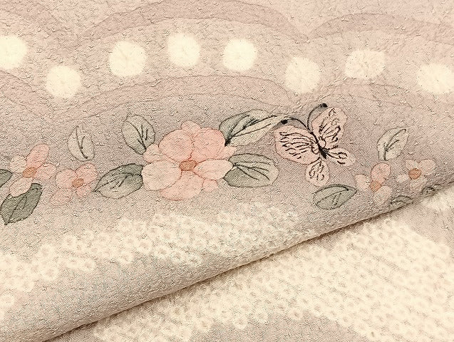 平和屋着物■訪問着 手描き 絞り 舞蝶花唐草文 暈し染め 正絹 逸品 BAAW4571hv