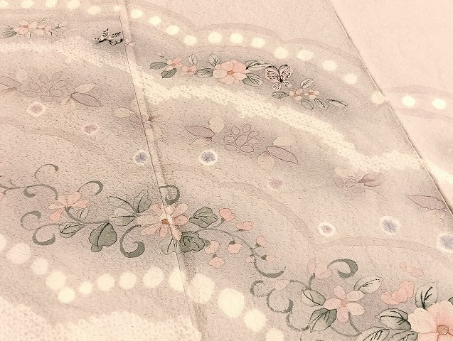 平和屋着物■訪問着 手描き 絞り 舞蝶花唐草文 暈し染め 正絹 逸品 BAAW4571hv