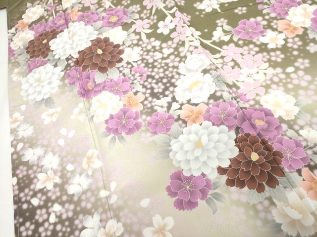 平和屋着物●H・L(アッシュエル) HENRI-LUC CHAPUIS 振袖 枝垂れ花文 暈し染め 洗える着物 未使用 AABG0344cs