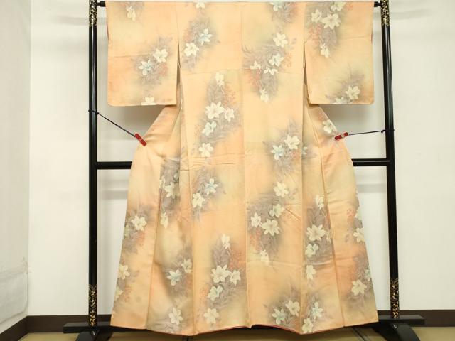 平和屋着物■上質な小紋 草花文 暈し染め 正絹 逸品 DABC4678cd