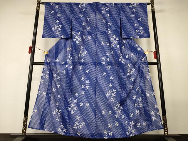 平和屋着物*夏物 小紋 絽 舞葉文 洗える着物 AABF9491jd