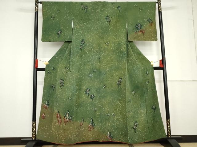 平和屋着物●染彩芸術の巨匠 皆川月華 訪問着 飛鳥枝花文 暈し染め 正絹 逸品 AABG0391cs