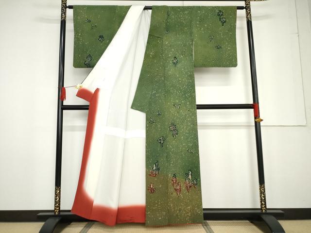 平和屋着物●染彩芸術の巨匠 皆川月華 訪問着 飛鳥枝花文 暈し染め 正絹 逸品 AABG0391cs