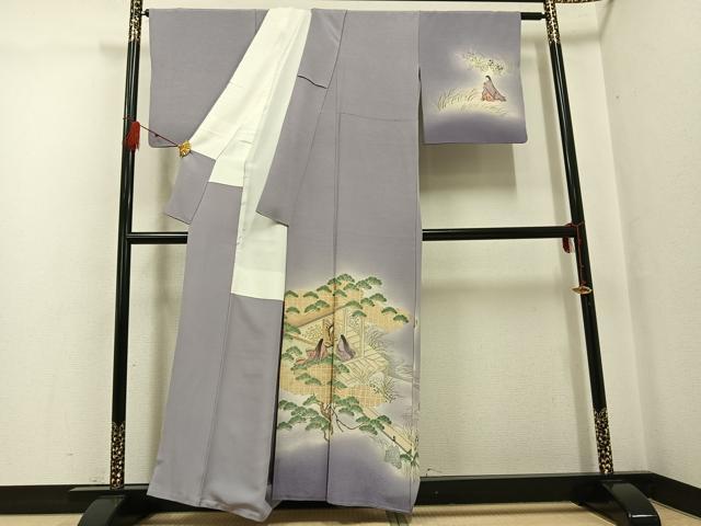平和屋着物●友禅師・京の名工・伝統工芸士・樽本伊勢蔵 訪問着 人物風景文 暈し染め 金彩 正絹 逸品 AABG1061ph