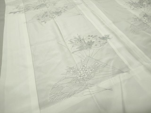 平和屋着物●長襦袢 無双仕立て 檜扇花文 銀彩 正絹 逸品 CABC8180gh