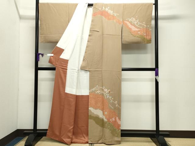 平和屋着物●訪問着 絞り 刺繍 道長花文 金銀彩 正絹 逸品 未使用 CABC8179gh