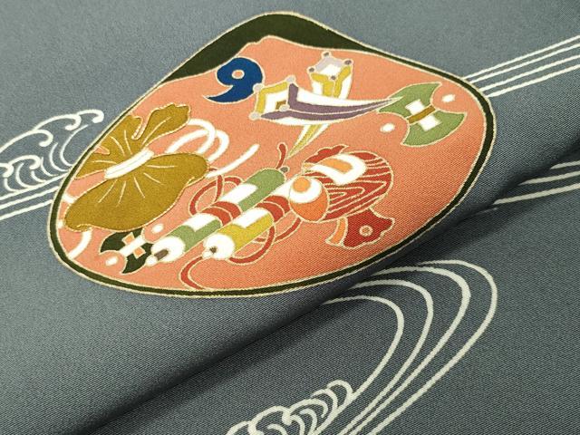 平和屋着物●訪問着 駒刺繍 宝尽くし貝合わせ花文 金彩 正絹 逸品 CABC8176gh