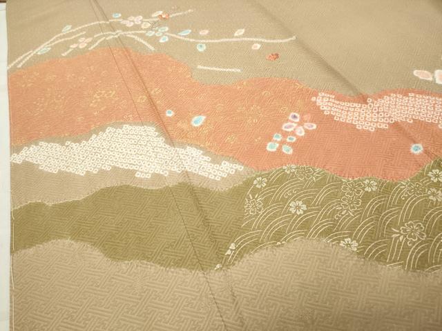 平和屋着物●訪問着 絞り 刺繍 道長花文 金銀彩 正絹 逸品 未使用 CABC8179gh