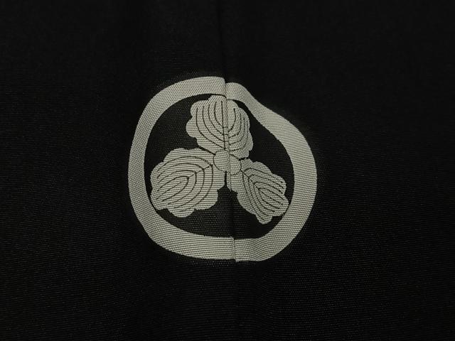平和屋着物∞男性 長羽織 黒紋付 羽裏:風景文 正絹 逸品 CABC3181ua