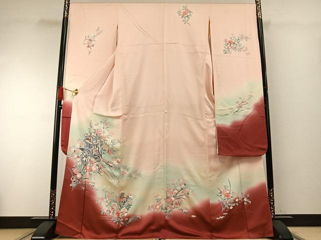 平和屋着物□豪華振袖 友禅 御所車花文 暈し染め 正絹 逸品 AABF5998fy