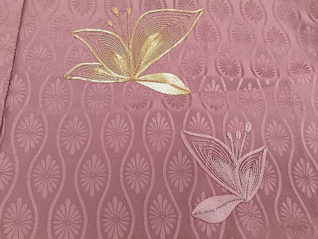 平和屋着物■訪問着 駒刺繍 草花文 金糸 正絹 逸品 CABD2841xi