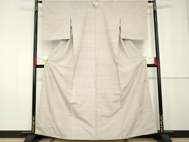 平和屋着物●米沢 新田秀次 紬 梅染 色無地 薄梅鼠色 正絹 逸品 未使用 AABG2683cs