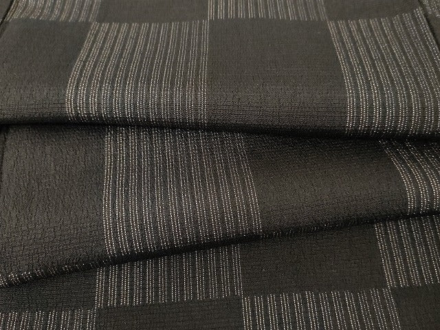 平和屋着物●本塩沢 市松文様 正絹 逸品 AABG0400cs