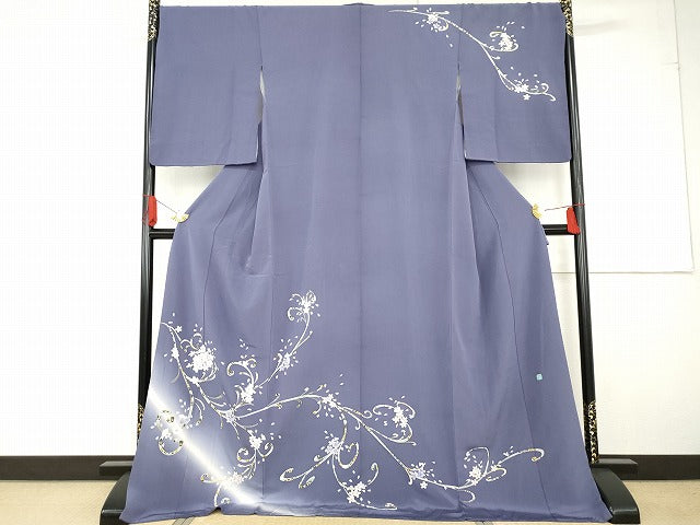 平和屋着物●本加賀友禅作家 松島由美 訪問着 花唐草文 暈し染め やまと金ラベル ロング丈 正絹 逸品 AABG0399cs