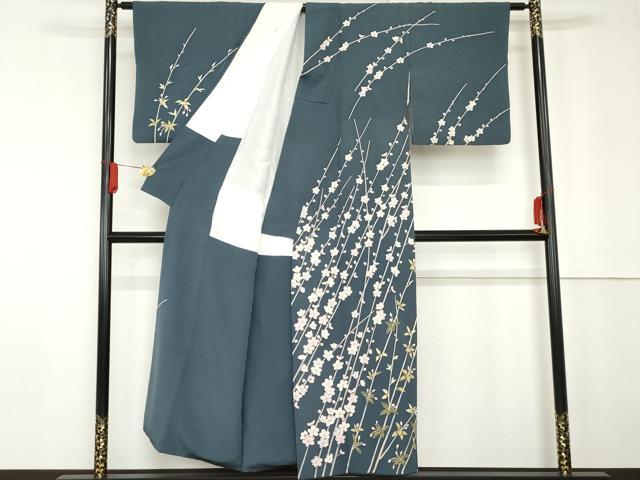平和屋着物●本加賀友禅作家 小田美知代 訪問着 枝梅 正絹 逸品 AABG2685cs