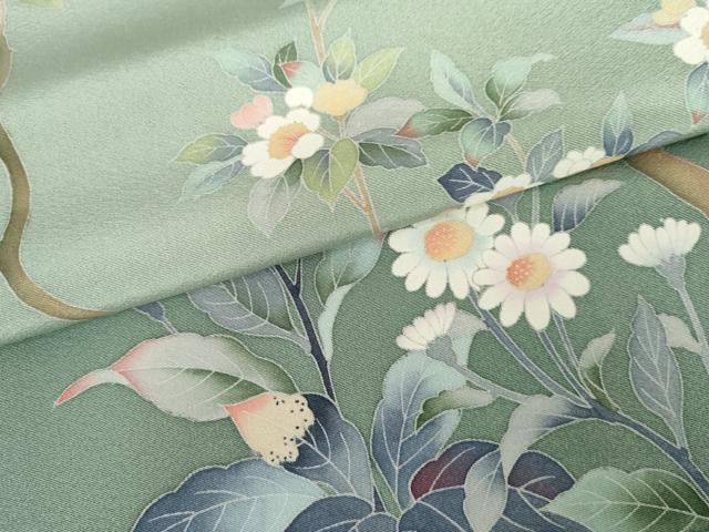 平和屋着物●訪問着 友禅 枝花文 暈し染め 正絹 逸品 AABG2707cs