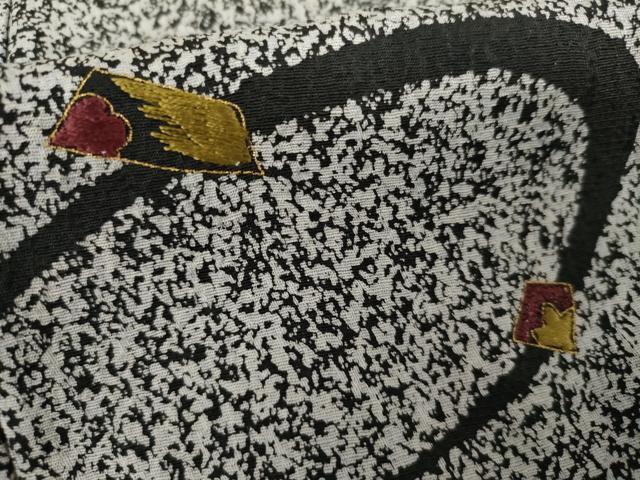 平和屋着物●訪問着 刺繍 黒地 金彩 蒔糊流水色紙文 正絹 逸品 AABG2704cs