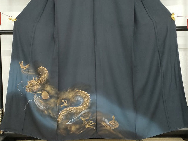 平和屋着物●訪問着 手描き 龍 暈し染め 金彩正絹 逸品 AABG0393cs