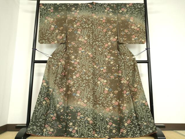 平和屋着物●訪問着 草花文 暈し染め 正絹 逸品 DABC3024az