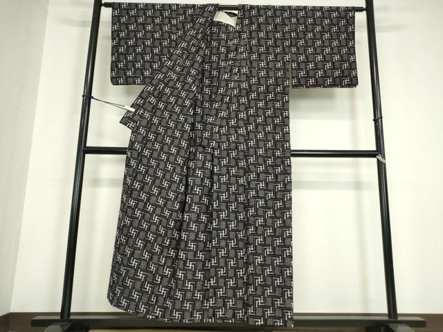 平和屋着物●久留米絣 単衣 変わり格子 綿 逸品 DABC3025az