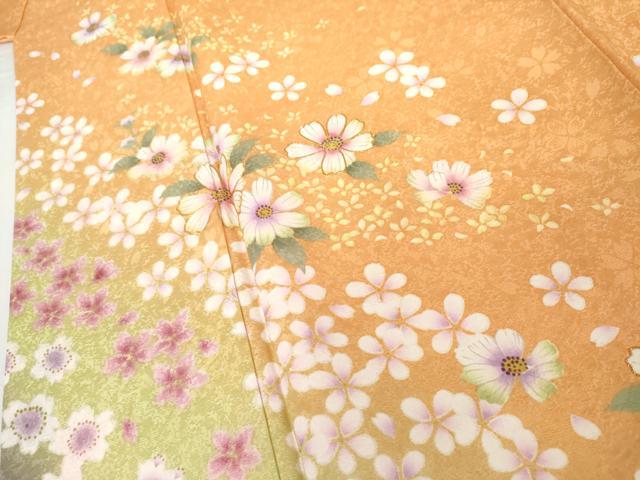 平和屋着物●豪華振袖 駒刺繍 舞花文 暈し染め 金彩 正絹 逸品 AABG2739cs