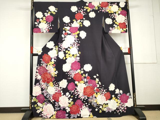 平和屋着物●訪問着 束ね紐枝花文 薔薇 バラ 金彩 正絹 逸品 AABG2736cs