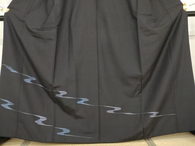 平和屋着物●訪問着 紬地 流水文 正絹 逸品 AABG2732cs