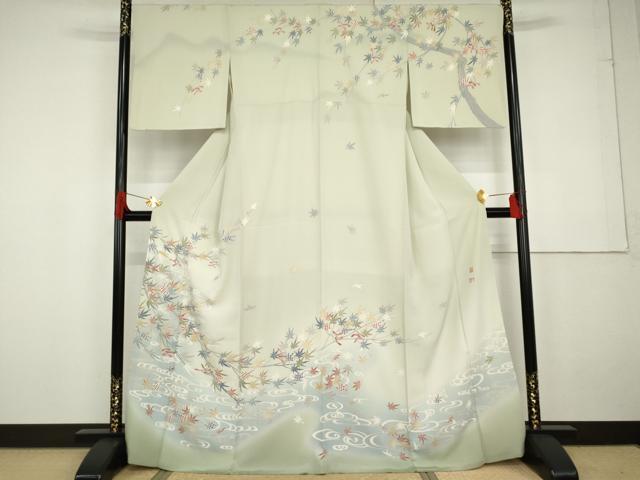 平和屋着物●本加賀友禅作家 白坂幸蔵 訪問着 竜田川 暈し染め 正絹 逸品 AABG2759cs
