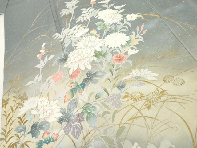 平和屋着物●訪問着 枝花文 暈し染め 金銀彩 正絹 逸品 AABG2745cs