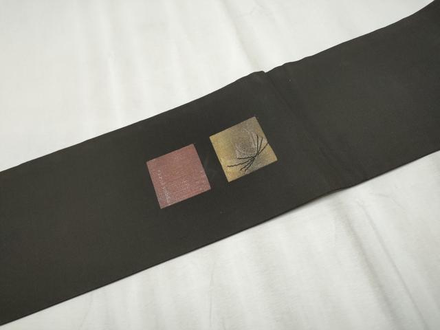 平和屋着物●九寸名古屋帯 舞蝶文 黒地 正絹 逸品 CABD0768hy