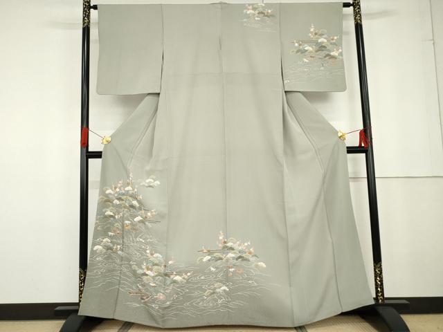 平和屋着物●訪問着 友禅 松竹梅文 金糸 金彩 正絹 逸品 AABG2787cs