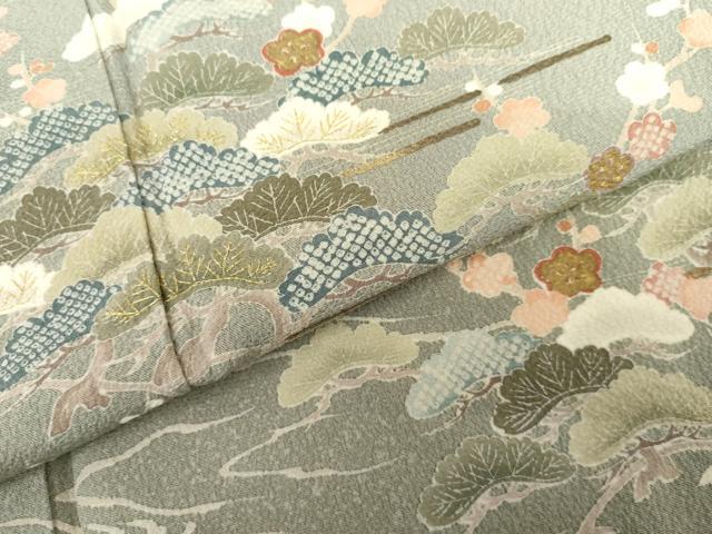 平和屋着物●訪問着 友禅 松竹梅文 金糸 金彩 正絹 逸品 AABG2787cs