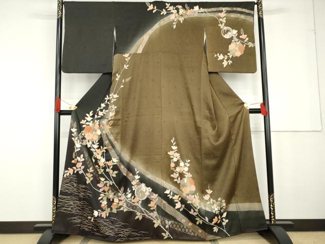 平和屋着物●訪問着 枝花丸文 暈し染め 正絹 逸品 AABG2779cs