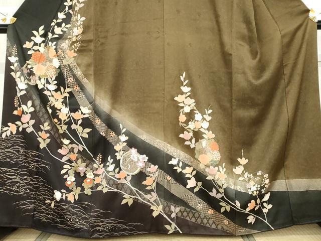 平和屋着物●訪問着 枝花丸文 暈し染め 正絹 逸品 AABG2779cs