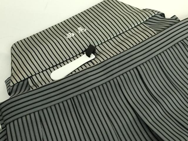 平和屋着物*極上 夏物 男性 行灯袴 縞 縦絽 逸品 未使用 DZAB5091kh6