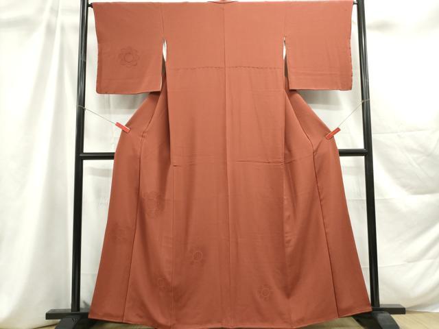 平和屋着物■無地絵羽訪問着 舞花地紋 海老茶色 正絹 逸品 DABC9048qa