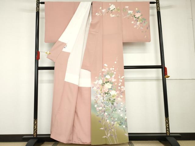 平和屋着物●訪問着 友禅 枝花文 暈し染め 正絹 逸品 AABG3551cs