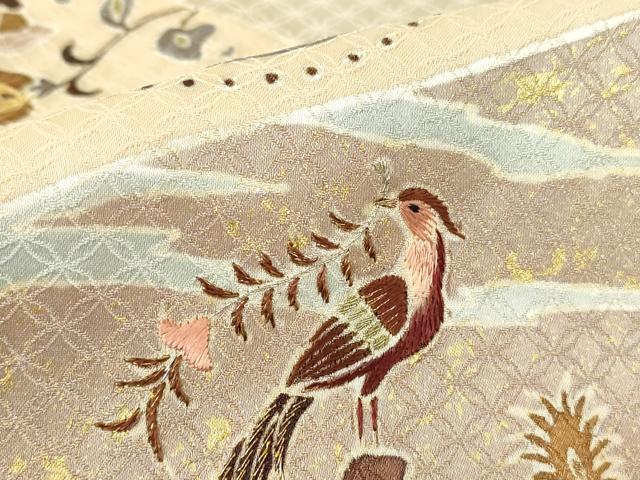 平和屋着物●千くさ染繍 色留袖 刺繍 更紗花鳥唐草文 金彩 正絹 逸品 DABC3048az