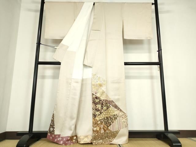 平和屋着物●千くさ染繍 色留袖 刺繍 更紗花鳥唐草文 金彩 正絹 逸品 DABC3048az
