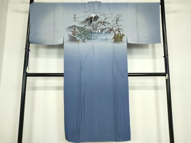 平和屋着物●男性 生紬 米沢織 アンサンブル 長襦袢(無双)セット 格子 証紙付き 正絹 逸品 DABC3063az