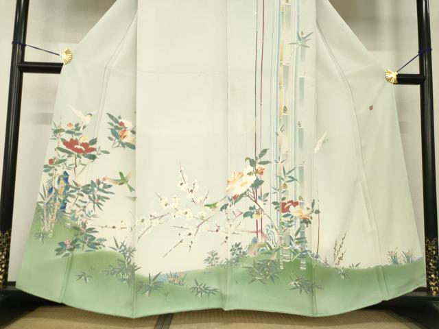 平和屋着物●本加賀友禅作家 山名田明生 訪問着 花鳥文 暈し染め 正絹 逸品 AABG3719ck
