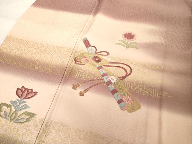 平和屋着物■訪問着 刺繍 霞横笛花文 暈し染め 金彩 正絹 逸品 DABC4825cd