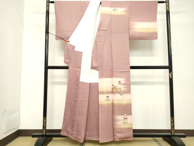 平和屋着物■訪問着 刺繍 霞横笛花文 暈し染め 金彩 正絹 逸品 DABC4825cd