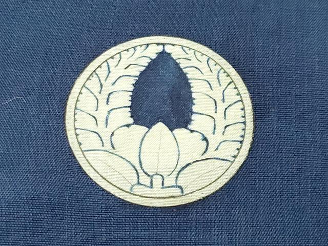 平和屋着物●男性 紬 色紋付 留紺色 正絹 逸品 CABC8311gh