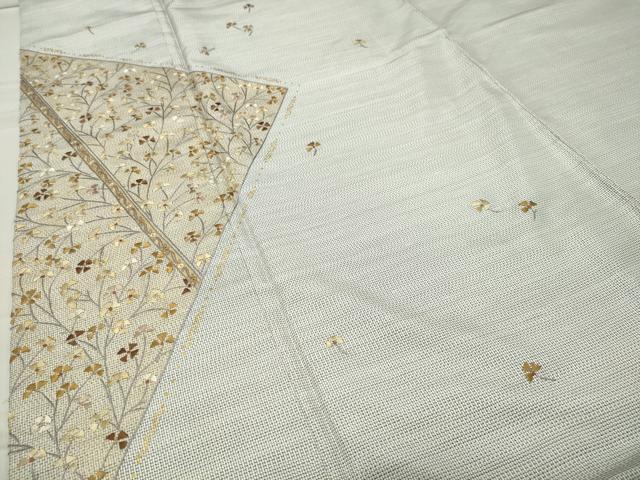 平和屋着物●訪問着 本場縞大島紬 刺繍 舞花文 金彩 大島紬巨匠謹製 証紙付き ロング丈 正絹 逸品 CABC8319gh